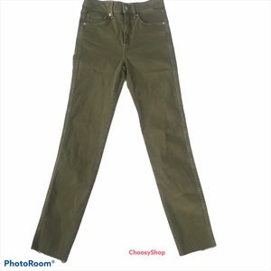 WE THE FREE RAW HEM Jeans High Waisted Skinny Olive Green Jeans Size 26